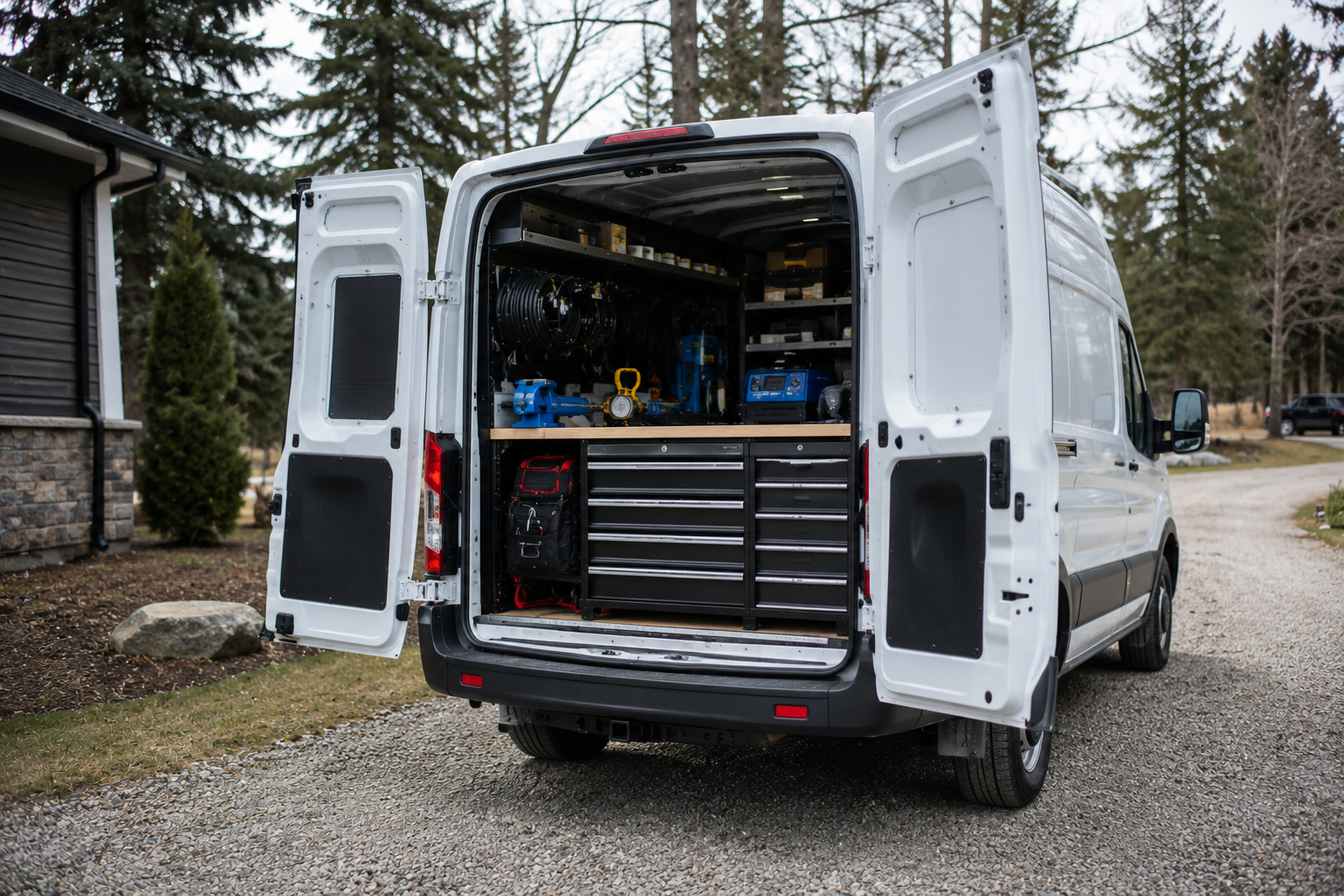 RV Solutions service van with organized tools